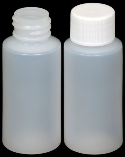 Plastic Bottle (HDPE) w/White Lid, 1-oz. 50-Pack, New