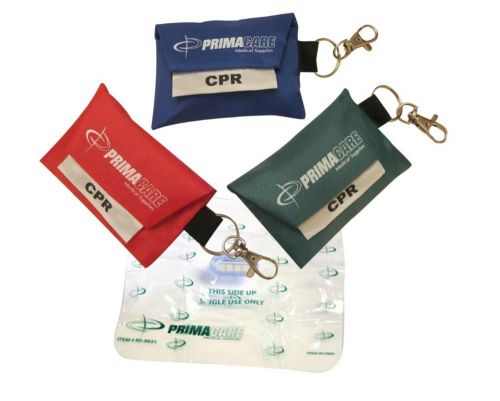 3 Assorted Color CPR Disposable Shield Key Ring Pouches And Shield
