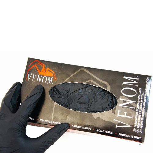 90 Extra Large Venom Black Nitrile Gloves Box Tattoo Piercing Exam Latex Free