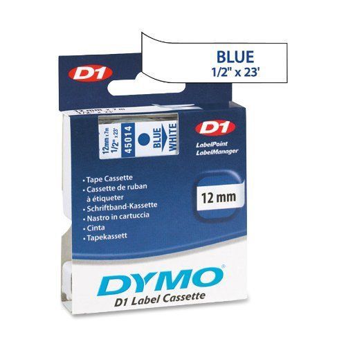 Dymo Blue On White D1 Tape - 0.50&#034; Width X 23 Ft Length - 1 Each - (45014)