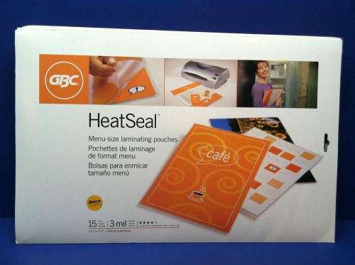 3mil GBC HeatSeal Menu Size Crystal Clear 90 Laminating Pouches NEW!