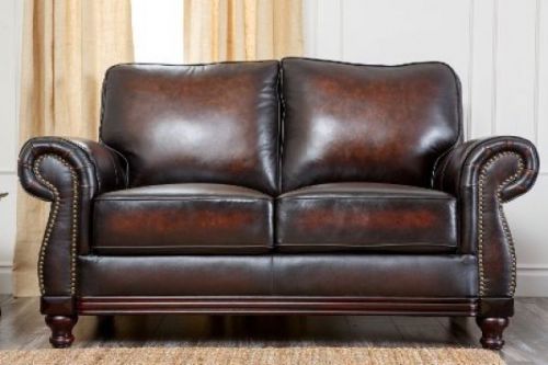Abbyson Living Barclay Hand Rubbed Leather Loveseat