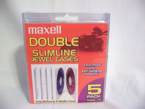 Maxell Jewel Case cd dvd double slimline fit 2 each 5 pack holds 10 self hanging