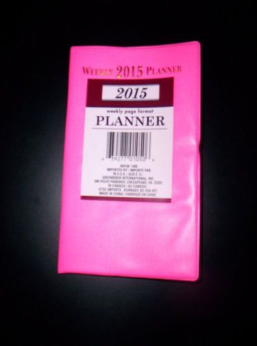 2015 PINK VINYL  WEEKLY  PAGE Planner -  3 1/2&#034; x 6 1/2&#034;