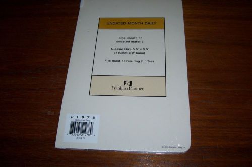 Franklin Planner One Month of Undated Material  Classic Size