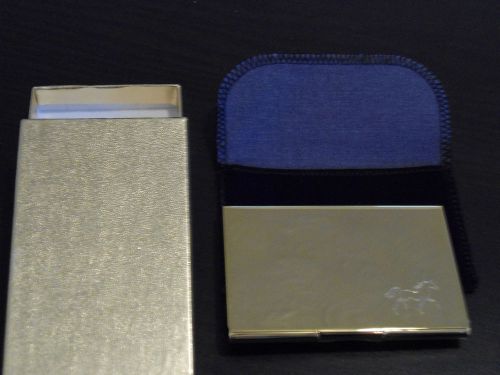 Gold Plated Business Card Holder NIB with velvet pouch Gorgeous Stocking Stuffer