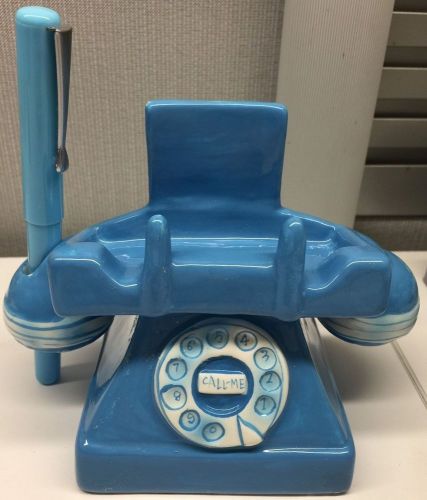 Cute Fake Telephone PEN/Business card HOLDER-BLUE