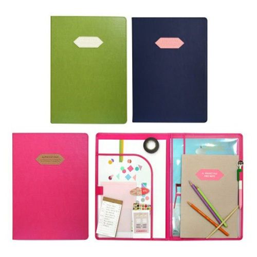 Girls Colorful A4 Document Holder with Note Pad File Paper Organizer Case School