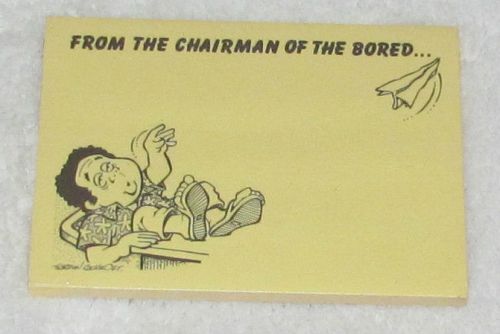 NEW! VINTAGE HAWAIIAN 3M POST-IT NOTES PAD &#034;FROM THE CHAIRMAN OF THE BORED&#034;