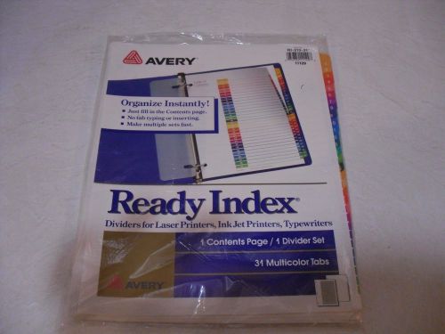 AVERY BINDER READY INDEX 31 TAB DIVIDER OFFICE SUPPLY LETTER FILE PRINTER 11129