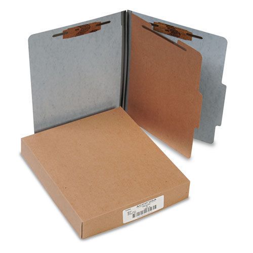 Presstex 20-Point Classification Folders, Letter, Four-Section, Gray, 10/Box