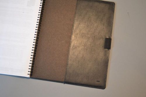 black leatherette folder holds lined spiral book, bus cards, Cambridge Limited
