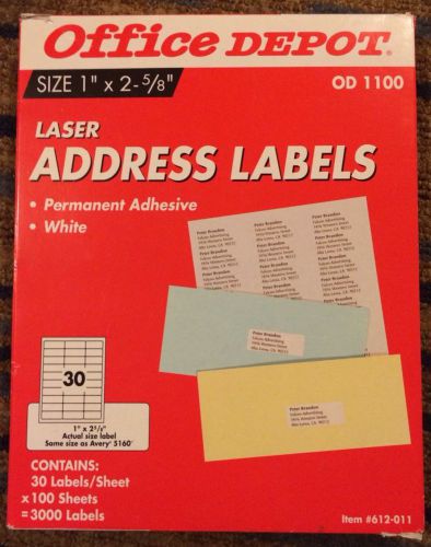 ADDRESS LABELS ~ White Adhesive ~ 1&#034; x 2 5/8&#034;  ~ Office Depot Item #612-011
