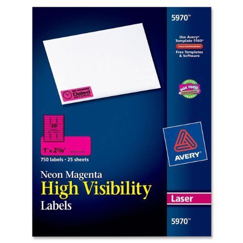 Avery High Visibility Labels - 1&#034; Width X 2.62&#034; Length - 750 / Pack - (ave5970)