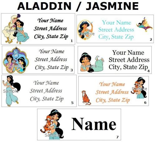 *CUTE * Aladdin / Disney Princess Jasmine Return Address Labels &amp; Name Stickers