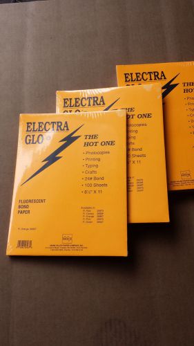 8.5 x 11-24# Electra Glo Orange Fluorescent Copy Bond Paper 100 Sheet Packages