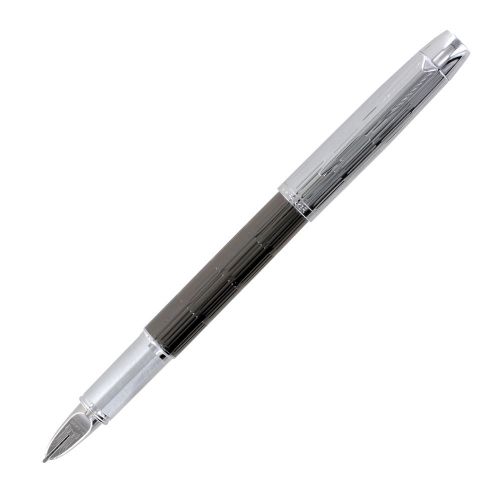 Parker IM Premium Twin Metal Chiseled Fountain Pen, Medium, Black Ink (S0976060)