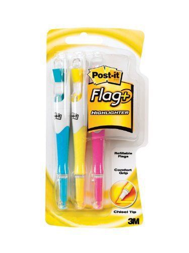 Post-it Flag Highlighter Pen - Yellow, Pink, Blue Ink - 3 / Pack (689HL3)