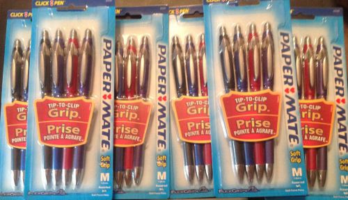 Paper Mate Click Pen (Assorted Ink) 4 to a Pack-Lot of 6