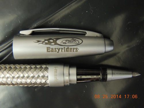 (2) Easyriders Braided Oil / Fuel Line Gel Ink Pen &amp; Easyriders Ball Point Pen