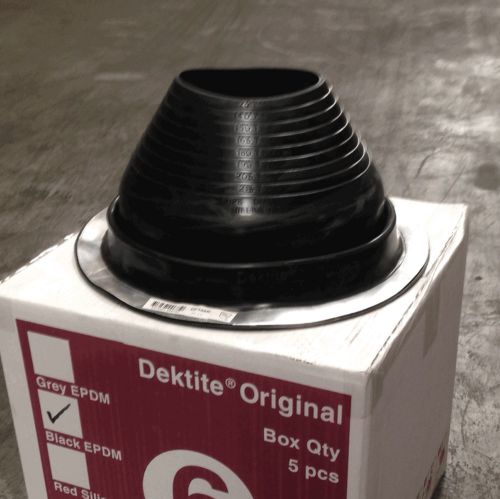No 6 BLACK EPDM Pipe Flashing Boot by Dektite for Metal Roofing
