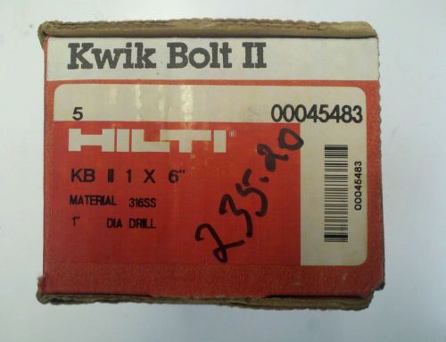 Hilti kwik bolt 2 stainless concrete anchors 1&#034; x 6&#034; for sale
