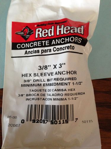 Red Head 3/8 in. x 3 in. Hex-Head Sleeve Anchors LOT OF 20 #11013
