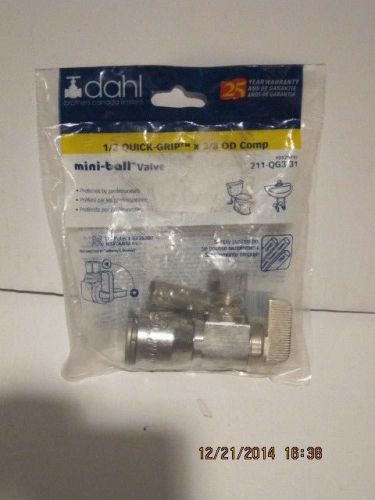 Dahl brother canada 211-qg3-31 mini ball valve, 1/2quick x 3/8od comp f/ship nip for sale