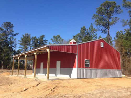 30x40x12 Enclosed Steel Truss Pole Barn With Lean To Cupela Metal Roofing Horse
