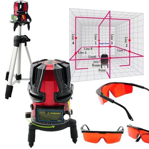 8 line rotary laser beam self leveling interior exterior kit w tripod profession for sale
