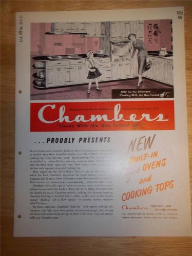 Vtg Chambers Catalog~Gas Ovens/Cooking Tops~In-A-Wall~Insulated Ranges