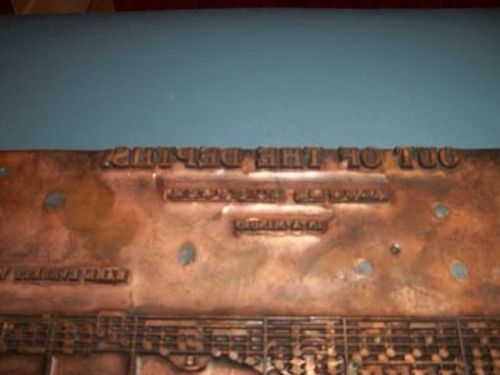 &#034;Out of the Depths&#034; Copper Music Printing Plate