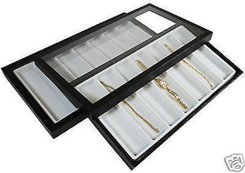 14 slot acrylic lid jewelry display case white tray for sale