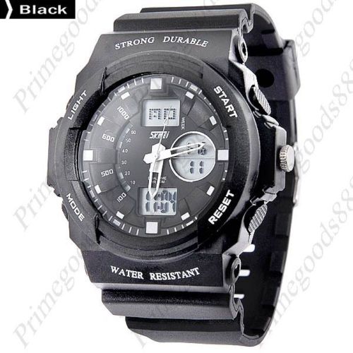 Lcd digital analog quartz silica gel free shipping men&#039;s wrist wristwatch black for sale