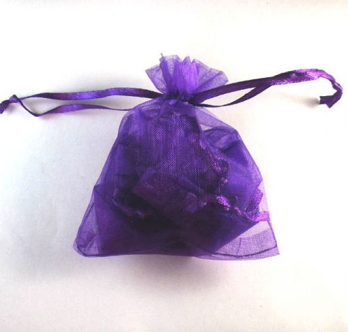 100x Solid Dark Purple Organza Bag Pouch for Xmas Gift 12x17cm(4.5x6.5inch)