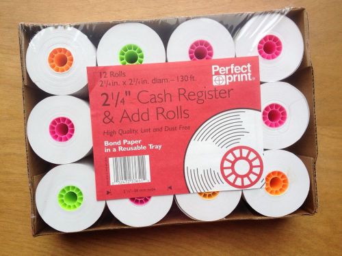 2 1/4&#034; Cash Register &amp; Add Rolls 130 ft. Perfect Print Lint/DustFree 12Pack