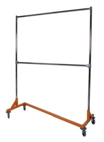 Heavy duty deluxe adj hght double bar 2 rail rolling z rack garment rack orange for sale