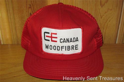 CE CANADA WOODFIBRE Vintage 80s Red Mesh Trucker Snapback Hat Cap