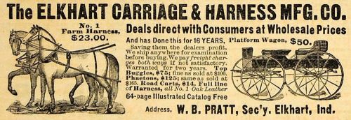 1890 ad elkhart carriage harness equestrian agricultural farm w.b. pratt aag1 for sale