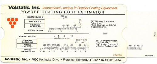 Volstatic Liquid &amp; Powder Coatings Cost Calculator Slide Rule - rare
