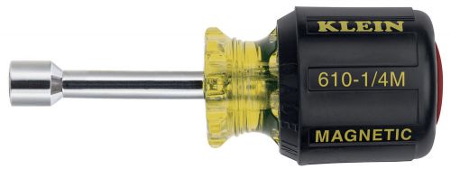 Klein tools 610-1/4m stubby 1/4&#034; magnetic hex nut driver w/ 1-1/2&#034; round shank for sale