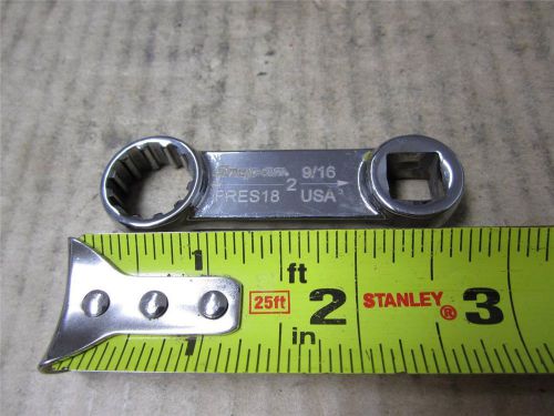 SNAP ON TOOLS FRES18 US MADE 3/8&#034; DR 9/16&#034; SPLINE TORQUE ADAPTER LIIST $41