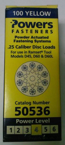 Box of 100 New Powers Fasteners Powder Actuated .25 Caliber Disc Loads 50536