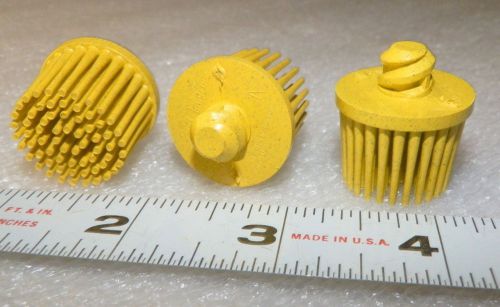 3 ea.  one inch 3M Roloc Bristle Disc 80 grit  yellow, 30,000 rpm new (N5)