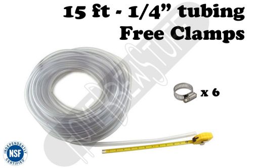 Beverage tubing 1/4&#034; 15&#039; free clamps, kegerator draft beer, homebrew home brew for sale