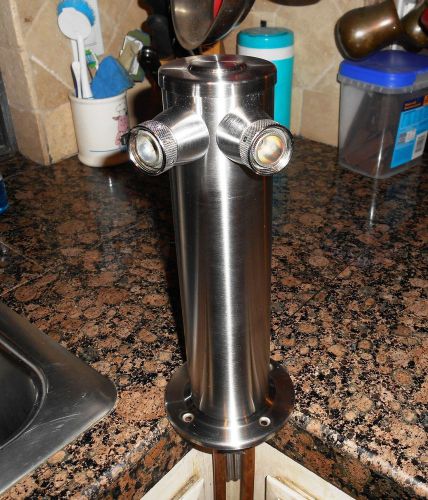 12&#034; Stainless Double Beer Tap Tower  W/cold Block for Glycol  Kegerator Draft