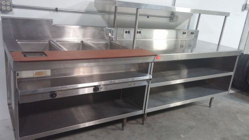 Deep Electric Hot Food Table Steamer with 3 Wells And 5 Ft Prep Table W/ Shelf
