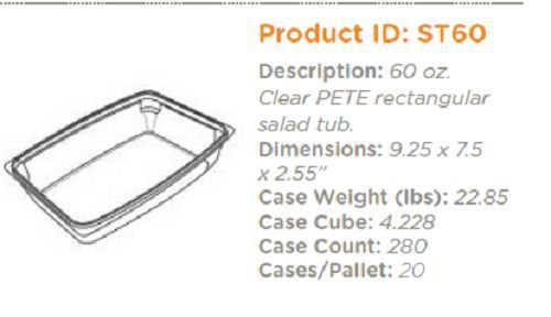 60 oz. clear pete rectangular salad tub for sale