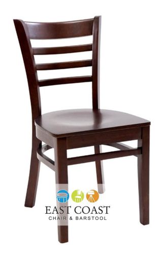 New Commercial Wooden Walnut Ladder Back Restaurant Chair with Walnut Wood Seat
