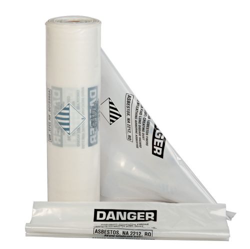 660090 6 MIL Clear Disposable Bag Liners w/ Asbestos Warning 33in x 50in